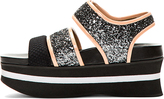 Thumbnail for your product : Marni Grey Glitter & Patent Leather Platform Sandals