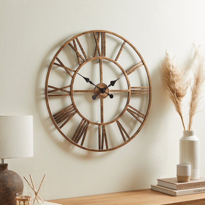 Dunelm Skeleton Antique Brass Effect Wall Clock 76cm Brown ShopStyle
