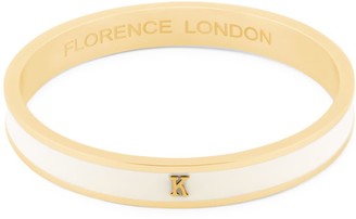 Florence London Initial K Bangle 18Ct Gold Plated With Cream Enamel