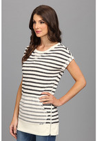 Thumbnail for your product : 7 For All Mankind Seven7 Jeans Shot Sleeve Stripe Side Zip Tunic Sweatshirt