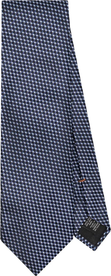 Ermenegildo Zegna Check Patterned-Jacquard Silk Tie