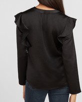 Thumbnail for your product : Express Satin Ruffle Sleeve Top