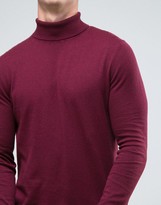 Thumbnail for your product : ASOS 2 Pack Cotton Roll Neck Sweater In Burgundy/Black SAVE