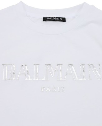 Balmain Logo Print L/s Cotton Jersey T-shirt