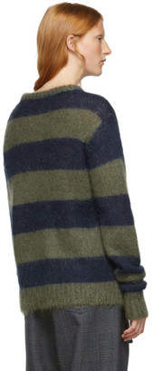 Rokh Navy and Green Chunky Mohair Sweater