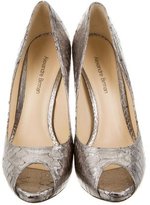 Thumbnail for your product : Alexandre Birman Embossed Peep-Toe Pumps