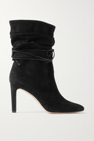 Thumbnail for your product : Manolo Blahnik Cavashipla Lace-detailed Suede Ankle Boots - Black