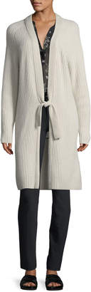 Vince Tie-Front Ribbed Wool-Cashmere Cardigan