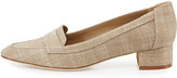 Thumbnail for your product : Manolo Blahnik Acono Linen 30mm Loafer Pump, Taupe