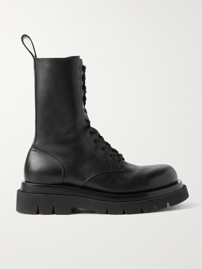 Bottega Veneta Lace-up Leather Ankle Boots - Black