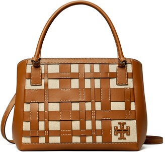 Tory Burch McGraw Canvas & Leather Woven Satchel - ShopStyle