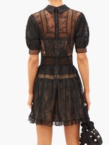 Thumbnail for your product : Self-Portrait Point-collar Lace-panelled Mini Dress - Black
