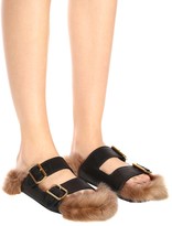 Thumbnail for your product : Prada Fur-lined leather sandals