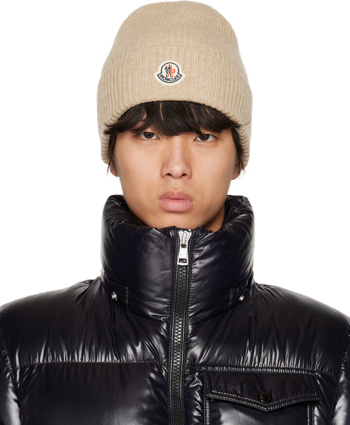 Moncler Beige Rib Beanie ShopStyle Hats