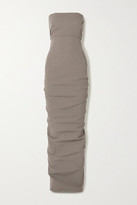 Thumbnail for your product : Rick Owens Strapless Stretch Cotton-blend Crepe Maxi Dress - Metallic