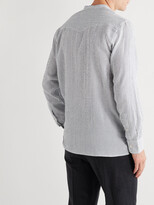Thumbnail for your product : Officine Generale Gaston Grandad-Collar Striped Cotton-Blend Seersucker Shirt