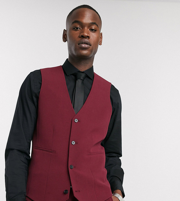 burgundy skinny suit