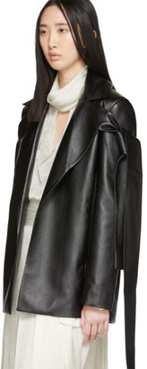 MATÉRIEL Black Faux-Leather Tie Blazer