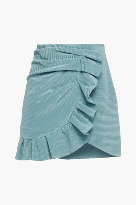 Jonathan Simkhai Wrap-effect metallic plissé woven mini skirt