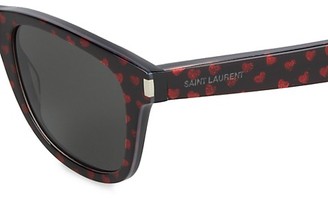 Saint Laurent Glitter Heart 50MM Rectangular Sunglasses