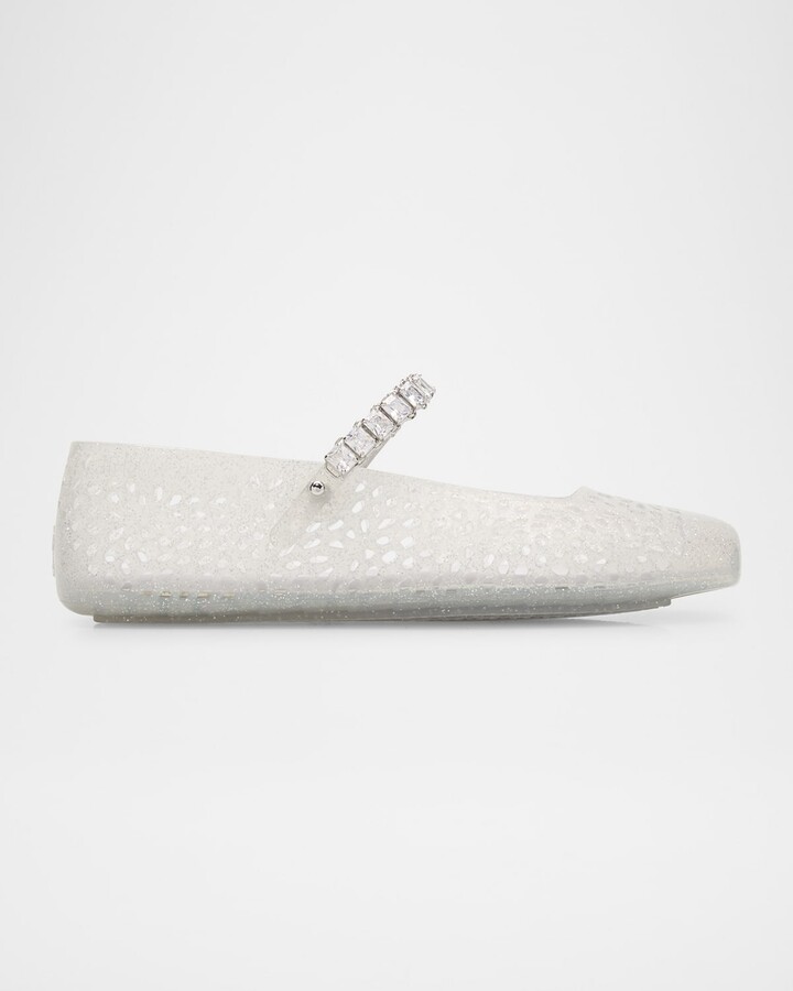 Jimmy Choo The Jelly Glitter Crystal-Strap Ballerina Flats