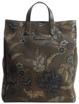 Thumbnail for your product : Gucci olive green floral print nylon tote with leather trim