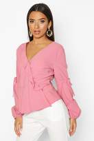 Thumbnail for your product : boohoo Button Front Tie Detail Tailored Blouse