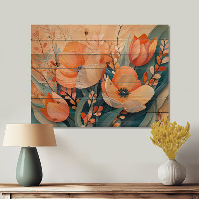 Pastel Colors Of Tulips Dream Fragments II - Botanicals Wood Print - On Natural Pine Wood