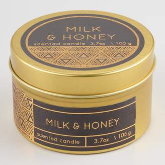 Cost Plus World Market Milk and Honey Filled Gold Travel Tin Candle