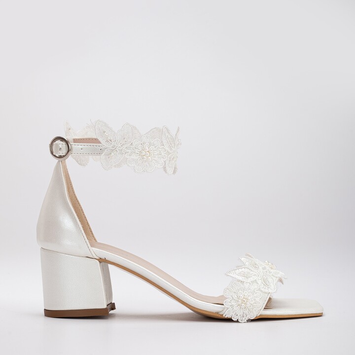 Forever & Always Shoes Dana Lace Bridal Low Heel Sandals