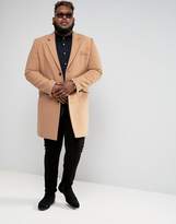 Thumbnail for your product : ASOS DESIGN PLUS Wool Mix Overcoat In Camel