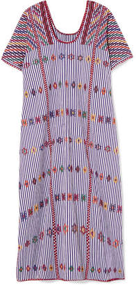 Pippa Embroidered Striped Cotton Kaftan - Purple