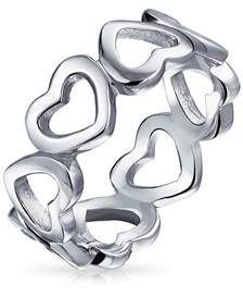 Bling Jewelry Sterling Silver Open Heart Band Ring