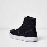 Thumbnail for your product : River Island Mens Black canvas hi top trainers