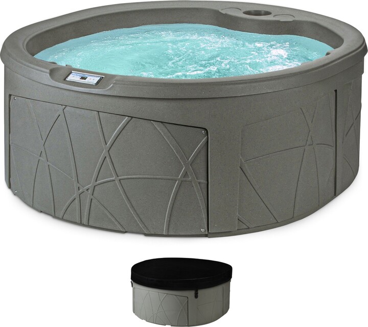 Lifesmart Key Largo Hot Tub Spa with 110 Volt Plug and Play and Led Light, Taupe