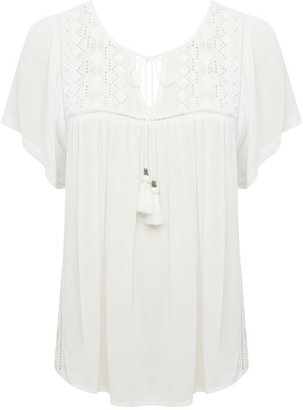 M&Co Embroidered peasant top