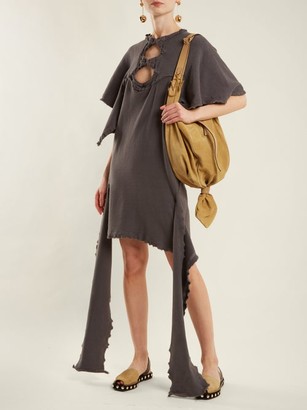 J.W.Anderson Cut-out Distressed Cotton-jersey Dress - Dark Grey