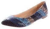 Thumbnail for your product : Loeffler Randall Embossed Leather Pointed-Toe Flats