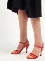 Thumbnail for your product : Prada Trio-strap Slingback Suede And Leather Sandals - Womens - Pink Multi