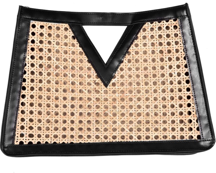 ADORNIA Black Rattan Kane Clutch