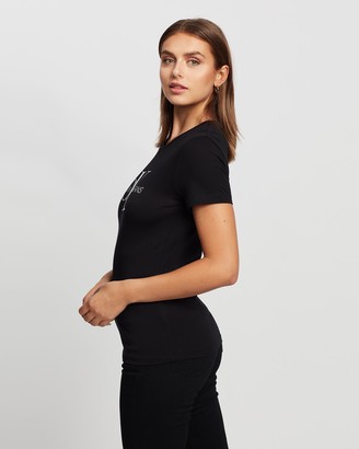 Calvin Klein Jeans Women's Black Printed T-Shirts - Core Monogram Logo T- Shirt - ShopStyle