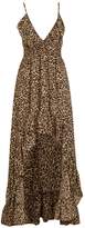 Thumbnail for your product : boohoo Leopard Strappy Ruffle Asymmetric Hem Maxi Dress