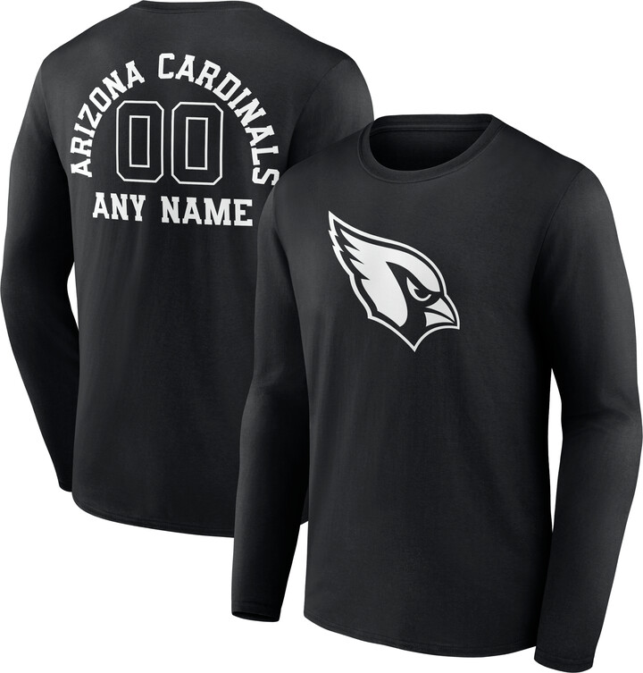 Fanatics MTO Label Men's Black Arizona Cardinals Personalized Name & Number Monochrome Long Sleeve T-Shirt