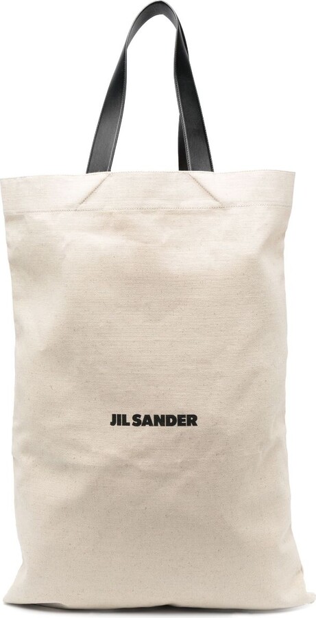 Leather-Trimmed Logo-Print Canvas Tote Bag