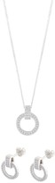 Thumbnail for your product : The Love Silver Collection Sterling Silver Cubic Zirconia Round Earrings and Pendant Set
