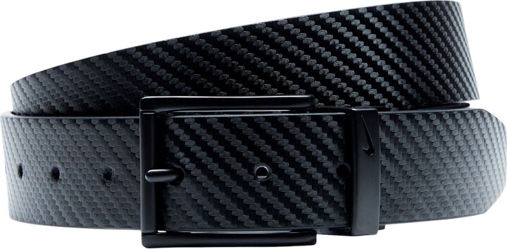 Nike Men's Carbon Fiber Textured Reversible Golf Belt, Small, Black/Black