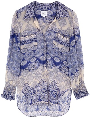 MISA Nora printed chiffon shirt - ShopStyle Tops