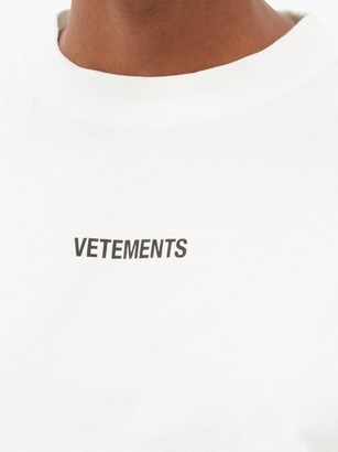 Vetements Logo-tab Oversized Cotton-jersey T-shirt - White