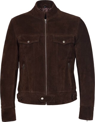 Smart Range 1345 New Men's Suede 1960's Classic Trucker Denim Style Real Western Leather Jacket (XL