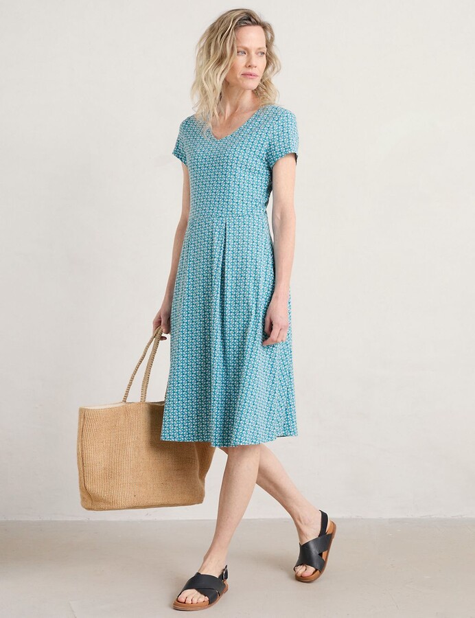 Seasalt Cornwall Cotton Rich Floral VNeck Waisted Dress ShopStyle